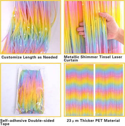 PIGETALE Pastel Rainbow Foil Fringe Curtains - Image 5