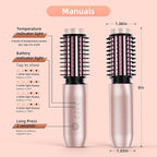 CARESKY® Cordless Curling Iron Brush, 1.5 Inch Mini Travel Hair Curler with 200 Million Negative Ions, Portable Heated Round Straightener Brush Rechargeable for Curl, Touch-Up, De-Frizz, Styling