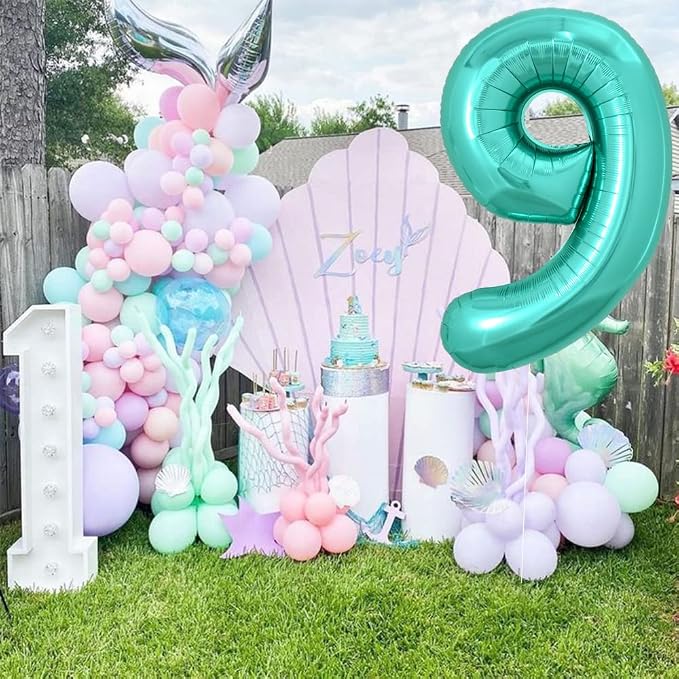 TONIFUL 40 Inch Large Teal Blue Number Balloons, Giant Jumbo Helium Foil Mylar - Image 4