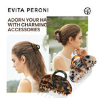 EVITA PERONI Middle Hair Clip, "Vintage Candy" Hair Clips for Women Strong Grip Acetate Shark Claw Clip with Gift Box, Tortoise