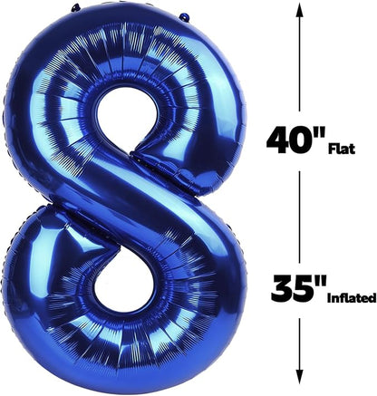 Night Blue Number 8 Balloon 40 inch, 8th Birthday Party Balloons Decorations | - Image 3