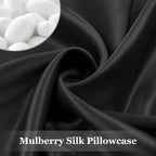 Adubor Silk Pillowcase 2 Pack for Hair and Skin with Hidden Zipper, Both Sides 23 Momme Silk Pillow Case (Black, Standard: 20''x26'')