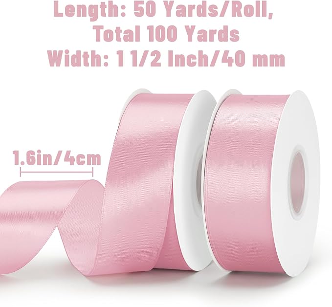 KINGLAKE Blush Pink Satin Ribbon - Image 2