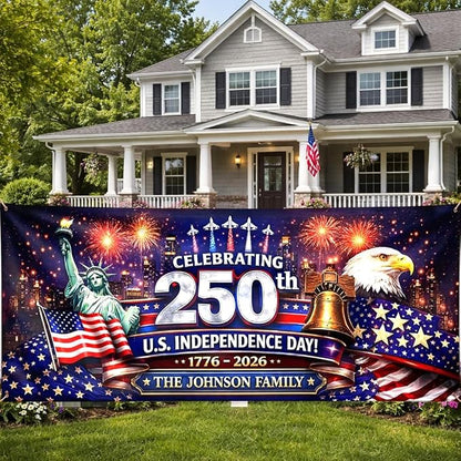 Personalized 250 Years of Freedom USA Banner 1776-2026, Patriotic American by LOVELYPOD