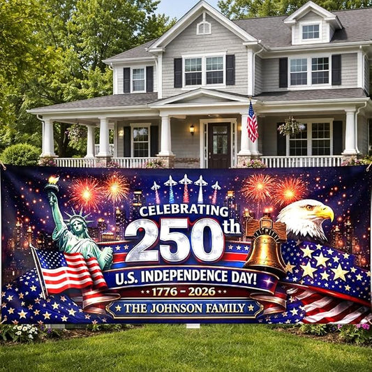 Personalized 250 Years of Freedom USA Banner 1776-2026, Patriotic American by LOVELYPOD