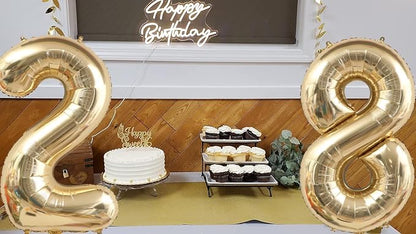 Light Gold Number 28 Balloon 40in White Gold 28 Foil Mylar Digital Balloon | - Image 2