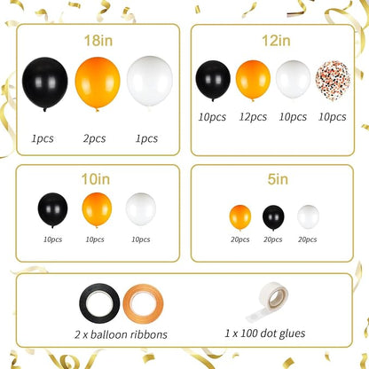136pcs Black Orange White Balloon Garland Kit - Image 2
