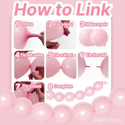 PartyWoo Baby Pink Linking Balloons 100pcs 6 Inch Pink Link Balloons | - Image 5