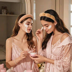 2Pcs Spa Headband for Washing Face & 1 Pairs Wristband Set Sponge Makeup Skincare Headband &Terry Cloth Bubble Soft Hairband for Women Girl Puffy Padded Headwear Non Slip Thick Hair Accessory (brown)