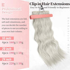 KooKaStyle Clip in Synthetic Hair Extensions Long Wavy 4PCS Thick Hairpieces Silver Grey Blonde Fiber Double Weft Natural Hair Extensions 20 Inch for Women