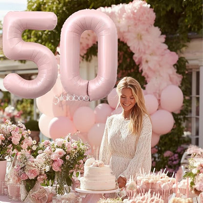 40 Inch Light Pink Number 50 Balloon 0-9 50th Foil Big Giant | Digital - Image 2
