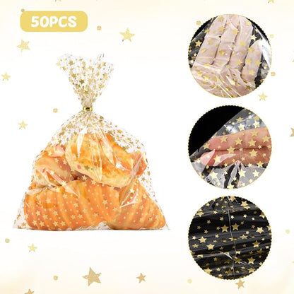 COQOFA 9"X 12" Gift Wrap Cello Cellophane Treat Bags Party Favor bags Clear - Image 3
