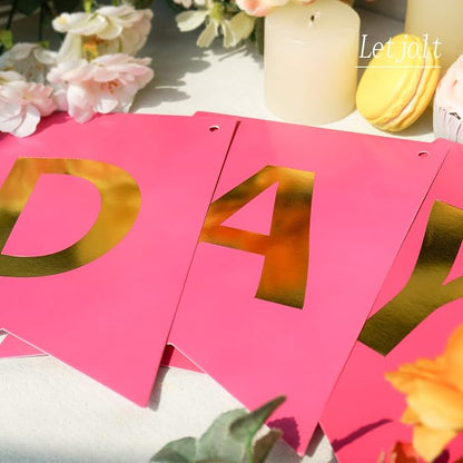 Letjolt Happy Birthday Banner Pure Roseo Girls Party Signs 13 Pcs | Golden - Image 5