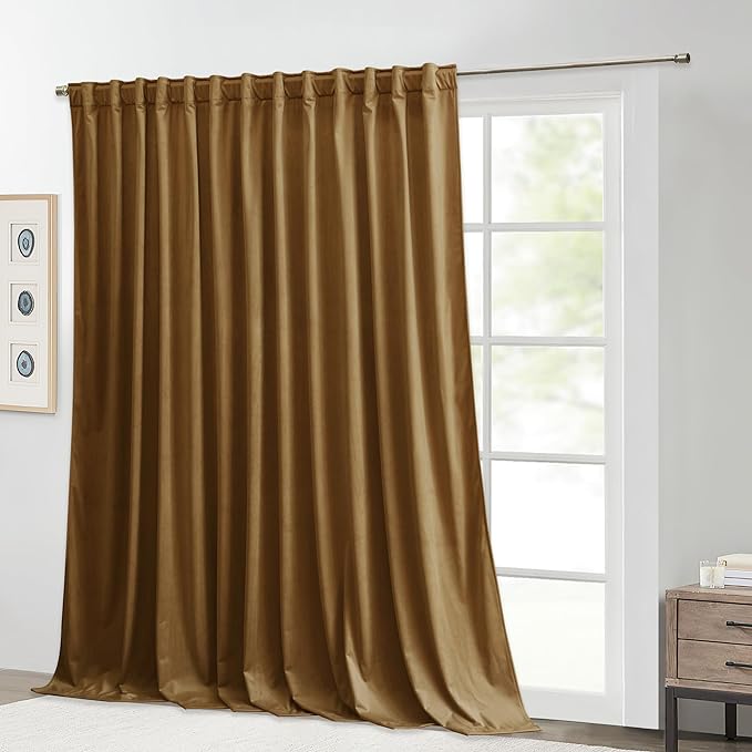 Gold Brown Velvet Curtains 120 Inches Fall Decor by StangH