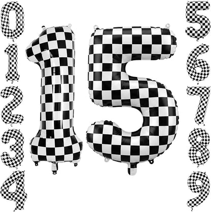 40" Checkered Number 15 Balloon by TNCDJKPA