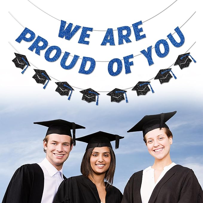 We Are So Proud of You Banner Pre-strung Blue Graduation Decorations Class of - Image 3