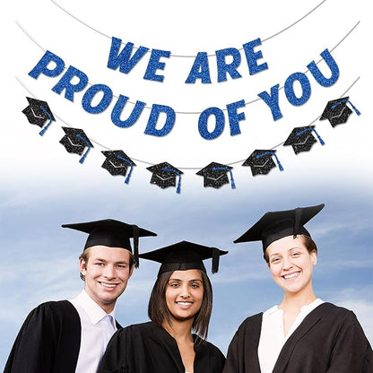 We Are So Proud of You Banner Pre-strung Blue Graduation Decorations Class of - Image 3