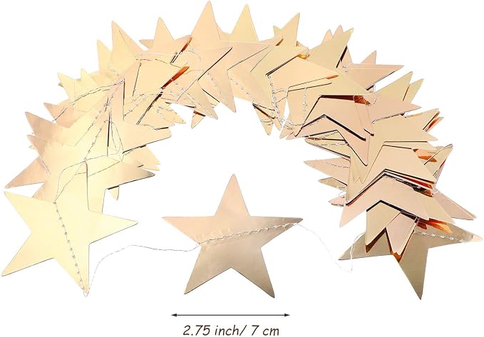 Patelai 130 ft Star Garland Banner Decor, Champagne Gold - Image 2