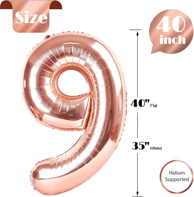 Rose Gold Number 9 Balloon 40 Inch - Image 5