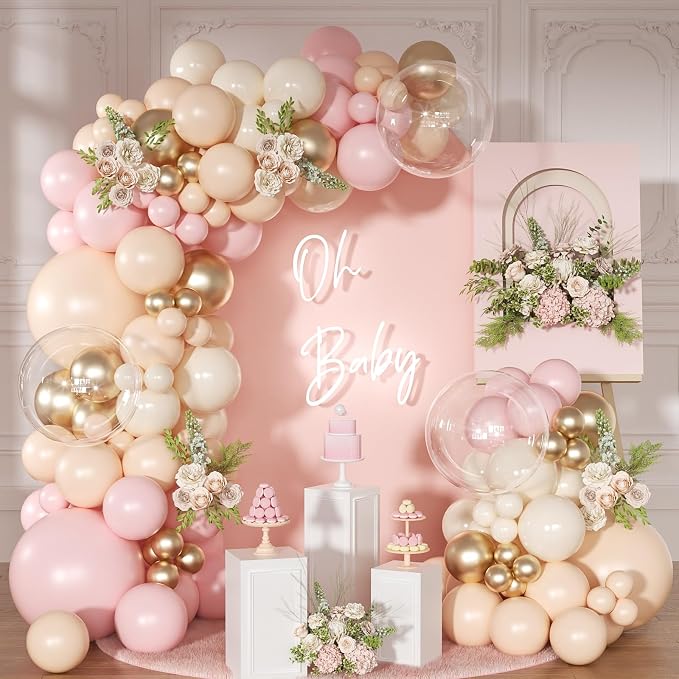 Pink Balloon Arch Kit Light Pink Gold Balloons Garland Kit | 126Pcs Nude Sand by NUTTYBASH