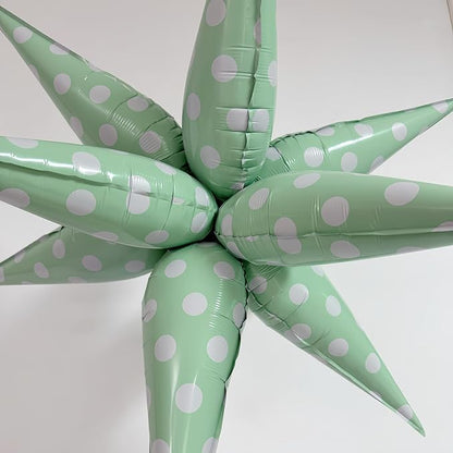 2Pcs Green Macaron Polka Dot Explosion Pointed Star Foil Balloons/Candy Color - Image 4