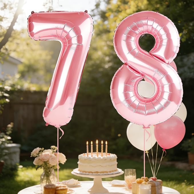 40 Inch Number 78 Balloons for 78th Birthday Party Decorations, 0-100 Jewelry - Image 3