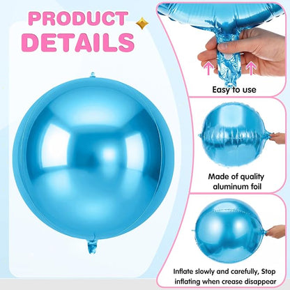 Jenaai 30 Set Blue and Pink Round Foil Balloons Bulk 22 Inch 4d Metallic Giant - Image 3
