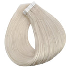 Full Shine Blonde Tape in Hair Extensions Color 1000 Blonde Remy Real Human Hair 14 Inch Double Sided Seamless Invisible Skin Weft Tape in Hair Extensions Brazilian Silky Add Volume 20 Pcs 50G
