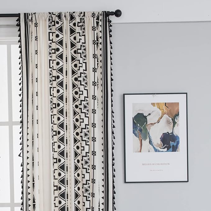 Sutuo Home Black and White Boho Curtain 84 Inches Length - Image 2