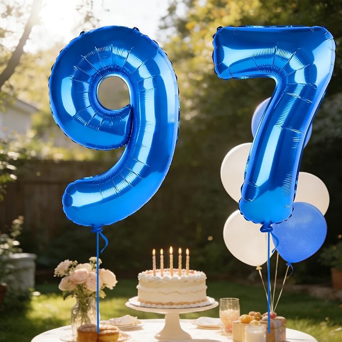 40 Inch Number 97 Balloons for 97th Birthday Party Decorations, 0-100 Dark Blue - Image 3