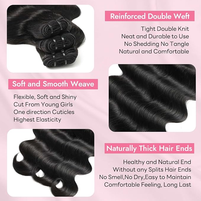 Clip in Hair Extensions Real Human Hair Body Wave 1 Jet Black Clip in 100% Brazilian Remy Human Hair Extensions 8pcs Per Set with 18 Clips Double Weft 16 Inch 90g/3.6oz