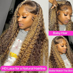 abbildung 28inch Highlight Ombre Lace Front Wig Human Hair 13x6 HD Honey Blonde 4/27 Deep Wave Lace Frontal Wigs Glueless Wigs Human Hair