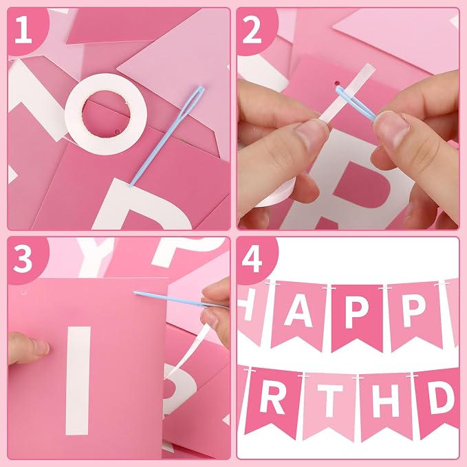 Hooqict Happy Birthday Banner Pink Birthday Decorations - Image 7