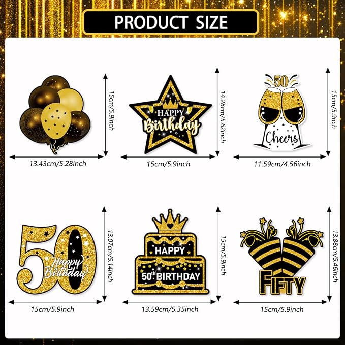 Mxdfafa 50th Black Gold Birthday Decorations Kit - Image 6