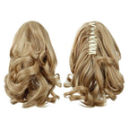 Blonde Ponytail Extension,9" Short Curly Wavy Claw Clip Pony tails Hair Extensions Natural Soft Synthetic Hairpiece for Women