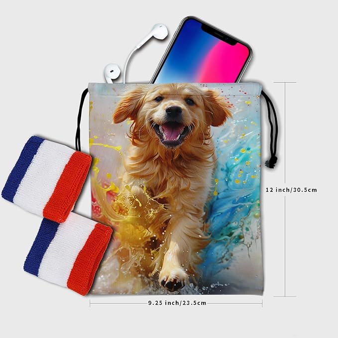 Giwawa Golden Retriever Gymnastics Grip Bags Puppy Dog Drawstring Grip Bag Gym - Image 6