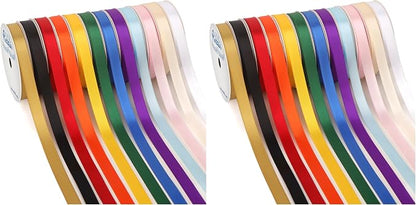 Ribbli Rainbow Satin Ribbon 3/8 Inch x 12 Rolls Total 60 Yards- Colorful Ribbon by Ribbli