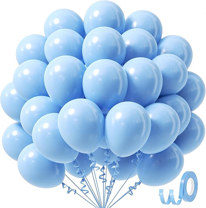 Awenztech Light Blue Balloons 12 inch, Pastel Blue Latex Balloon 50pcs Party by Awenztech