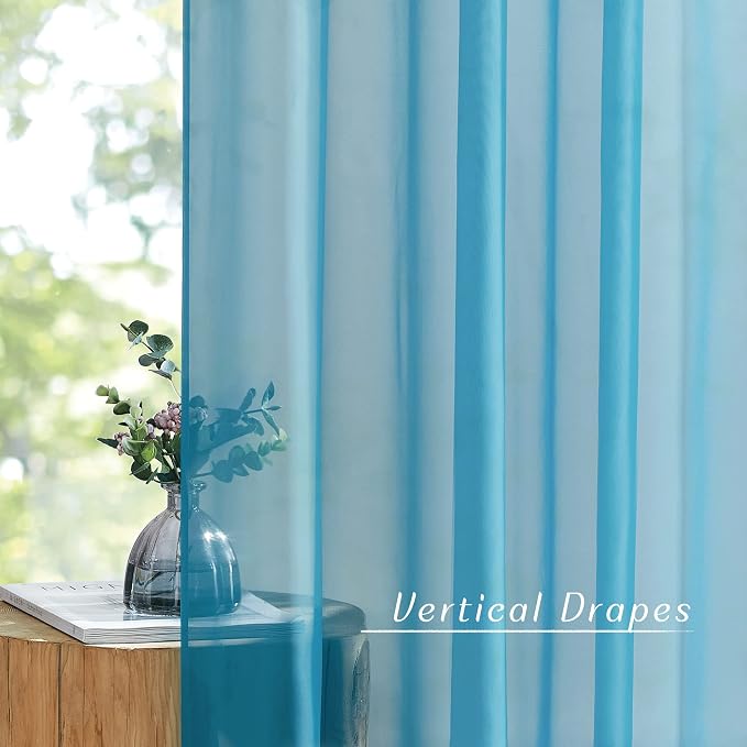 NICETOWN Voile Sheer Teal 90 inch Curtains - Image 5