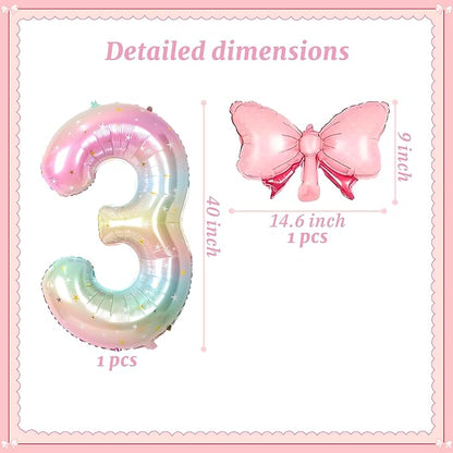 Number 3 40 Inch Rainbow Star Gradient Giant Number Balloon & Mini Bow Balloon - Image 2
