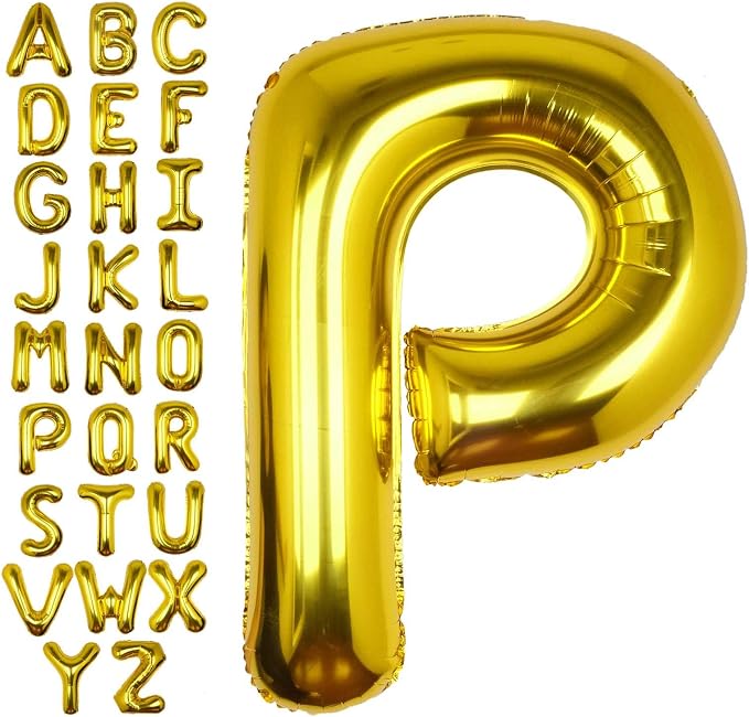 40 Inch Gold Letter P Balloon Big Foil Helium Letter Balloons A-Z | Giant Large by SULALABOO