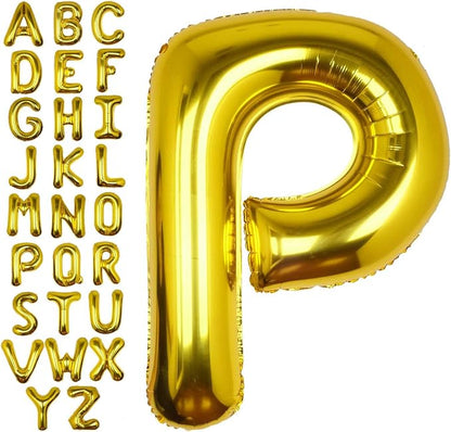 40 Inch Gold Letter P Balloon Big Foil Helium Letter Balloons A-Z | Giant Large by SULALABOO