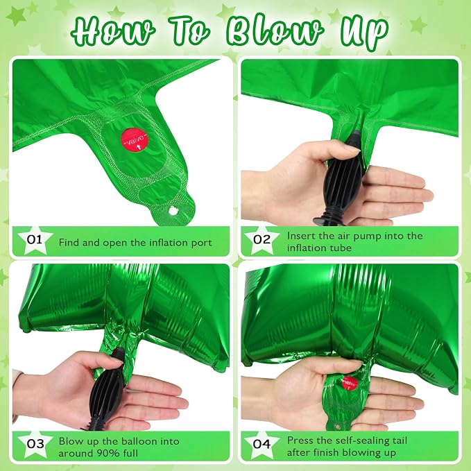 50 Pcs Star Balloons, 10 Inch Green Star Foil Balloons, Stars Shaped Balloon - Image 6