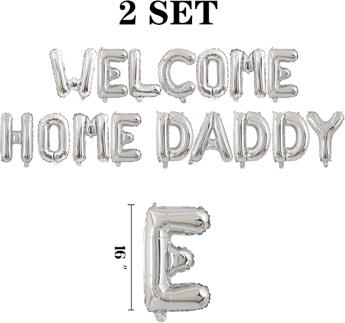 2 Set 22Pcs Silver WELCOME HOME Letter Balloons 16in Balloon Foil Letter - Image 2