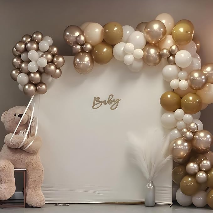 Brown Gold Balloons, Nude White Sand White Cream Coffee Balloon - Image 7