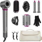 7 in One Hair Dryer with Auto Wrap Curlers, Negative Ionic, No Heat Damage, Blow Dryer Brush, Fast Drying & Frizz-Free Styling, Hot Air Styler, Straightener&Volumizing Brush with Storage Bag