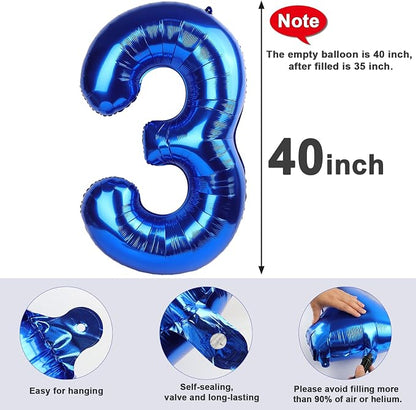 Number Balloons Navy Blue Number 3 - Image 5