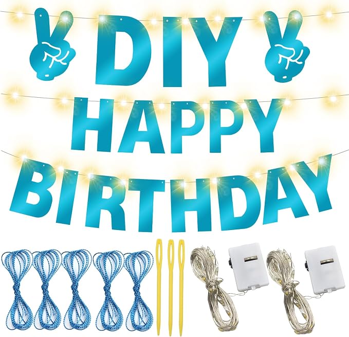 175Pcs DIY Glitter Customizable Banner Kit Happy Birthday Custom Letters Banner - Image 2