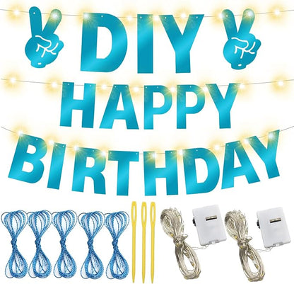 175Pcs DIY Glitter Customizable Banner Kit Happy Birthday Custom Letters Banner - Image 2