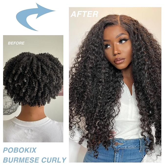 Burmese Curly Clip in Hair Extensions Real Human Hair 8Pcs Brazilian Human Hair Clip ins for Black Women With 18Clips 120g 26inch #1B Natural Black